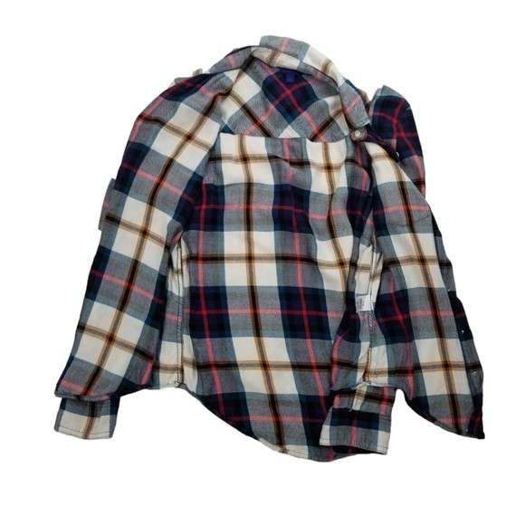 Aeropostale Button Up Long Sleeve Casual Flannel Shirt Womens S Blue Red Rayon - Picture 8 of 13